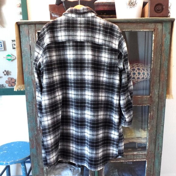 H & M PLAID Duster Jacket Trench Oversized Shacket XL w/6 POCKETS - Picture 3 of 7